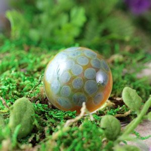 Handmade Lampwork Marble (Borosilicate/Boro Glass) Hand-Blown Spotted Marbles - Pink, Blue, Yellow, Amber - 1 1/4 inch / 30 mm - Z709