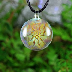 Honeycomb Lampwork Pendant Necklace // Borosilicate/Boro Glass // Rainbow Neons in a Swirled Honeycomb // Z1123