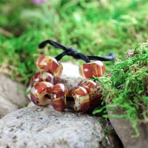 7 Loose Lampwork Rondelle Beads // Borosilicate/Boro Glass // Caramel Toffee Crunch Here I Come // Amber, Yellow, Brown // Z803