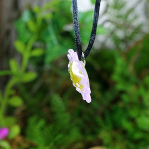 Hand Blown Flower Lampwork Pendant Necklace // Boro/Borosilicate Glass // Lavender, Happy Yellow, Dots // Z312