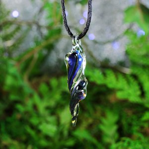Hand Blown Branch Pendant // Lampwork Jewelry // Borosilicate Glass, Boro Pendant // Handmade Small Necklace // Blue, Brown, Clear // Z327