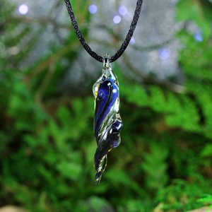 Hand Blown Branch Pendant // Lampwork Jewelry // Borosilicate Glass, Boro Pendant // Handmade Small Necklace // Blue, Brown, Clear // Z327