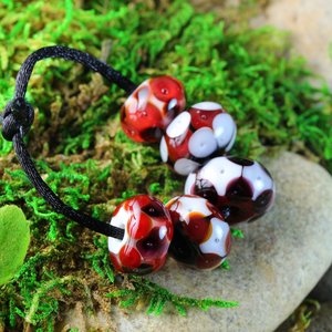 5 Loose Lampwork Rondelle Beads // Soft/Effetre Moretti Glass // Red, White, Black, Retro, Small to Large // Z811