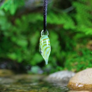 Lampwork Mushroom Heart Pendant // Heart Necklace // Boro Pendant // Boro/Brosilicate Glass // Mint Green -1170