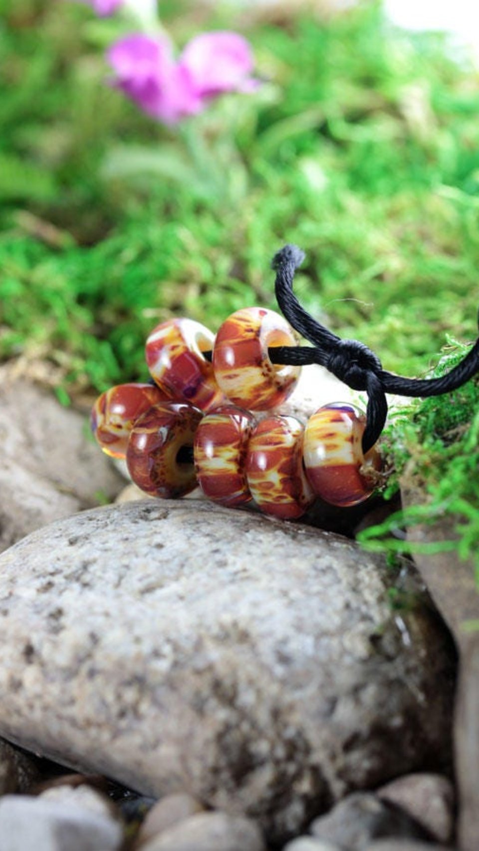 7 Loose Lampwork Rondelle Beads // Borosilicate/Boro Glass // Caramel Toffee Crunch Here I Come // Amber, Yellow, Brown // Z803
