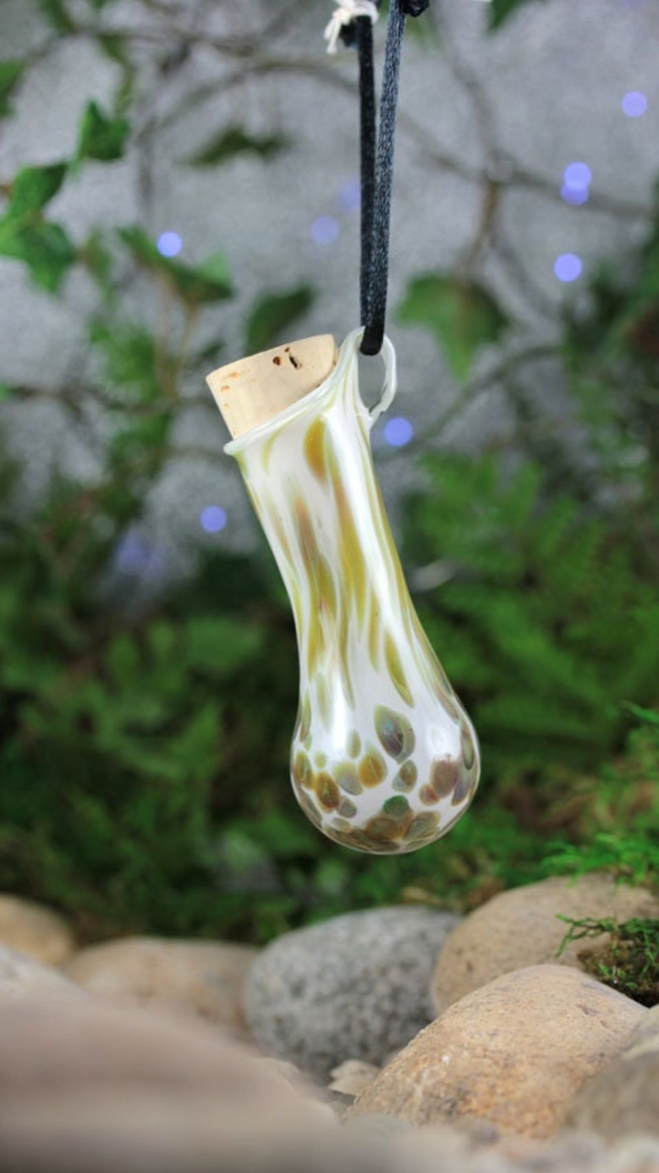 Handblown Heady Vial (Bottle, Jar) Borosilicate Boro Glass Lampwork Pendant Necklace / Keepsake Perfume Stashjar Potion Wearable Urn Empty