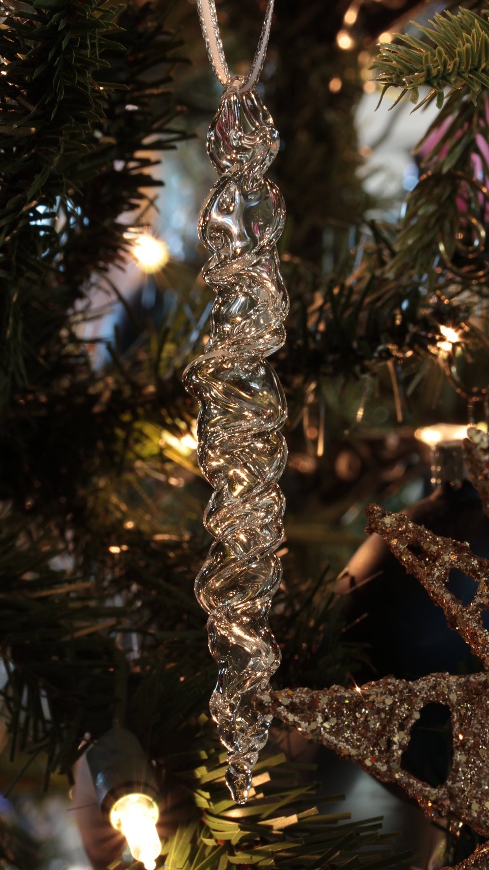 Hand Blown Icicle Ornaments (set of 5) - Hollow Glass Icicles - Handmade Christmas Tree Ornament, Holiday Decor, Yule, Christmas Decorations