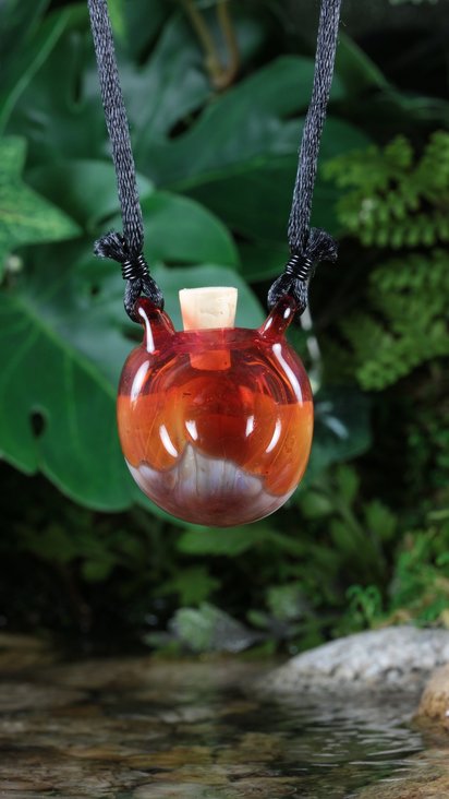 Handblown Heady Ombre Vial (Bottle, Jar) Boro/Borosilicate Glass Lampwork Pendant Necklace / Keepsake Perfume Stashjar Potion Wearable Empty