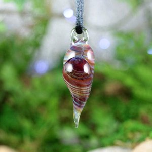 Lampwork Pendant // Heart Necklace // Boro Pendant // Boro/Brosilicate Glass // Striped, Purple, Cranberry Pink, Green // Z1025