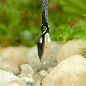 Hand Blown Implosion Pendant, Lampwork Jewelry, Borosilicate Glass, Boro Pendant, Handmade Tiny Small Necklace - Amber, White, Black - Z1044