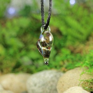 Hand Blown Lampwork Glass Heart Pendant Necklace // Boro/Borosilicate // Handmade Glass Art // Clear, Yellow, Brown, Iridescent // Z1066