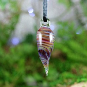 Lampwork Pendant // Heart Necklace // Boro Pendant // Boro/Brosilicate Glass // Striped, Purple, Cranberry Pink, Green // Z1025