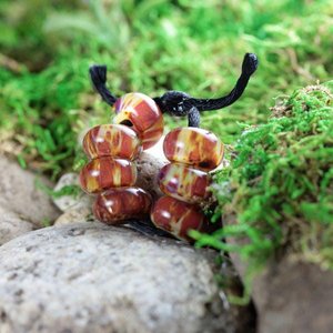 7 Loose Lampwork Rondelle Beads // Borosilicate/Boro Glass // Caramel Toffee Crunch Here I Come // Amber, Yellow, Brown // Z803