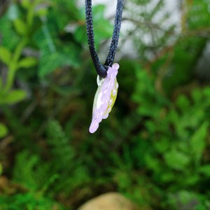 Hand Blown Flower Lampwork Pendant Necklace // Boro/Borosilicate Glass // Lavender, Happy Yellow, Dots // Z312