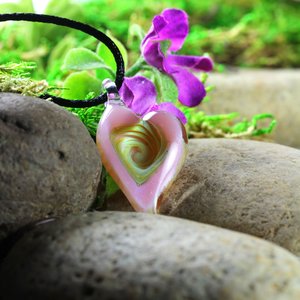 Hand Blown Lampwork Glass Heart Pendant Necklace // Boro/Borosilicate // Handmade Glass Art // Clear, Yellow, Pink Sparkle // Z1126