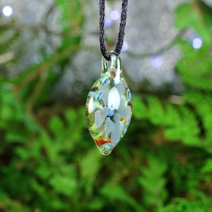 Flower Implosion Lampwork Pendant // Handmade Glass // Boro/Borosilicate Glass // Gray, Blue, Green, Soft 3-D // Z1152