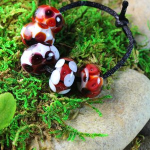 5 Loose Lampwork Rondelle Beads // Soft/Effetre Moretti Glass // Red, White, Black, Retro, Small to Large // Z811