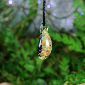 Mushroom Fungi Implosion Pendant // Lampwork Jewelry // Borosilicate/Boro Pendant // Blue, Prism, Orange, Yellow // Z1169