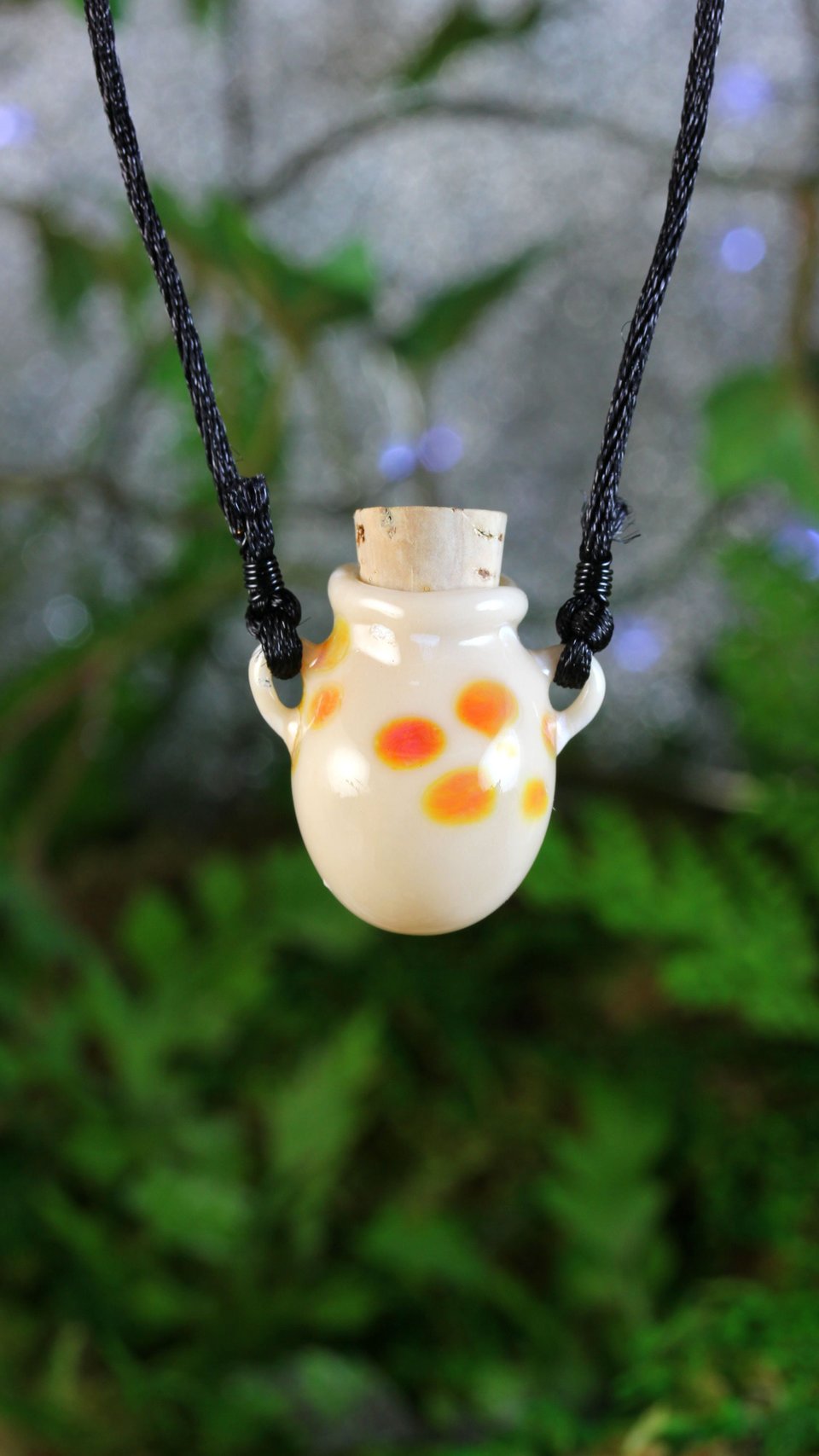 Handblown Heady Vial (Bottle, Jar) Boro/Borosilicate Glass Lampwork Pendant Necklace / Keepsake Perfume Stashjar Potion Wearable Urn Empty