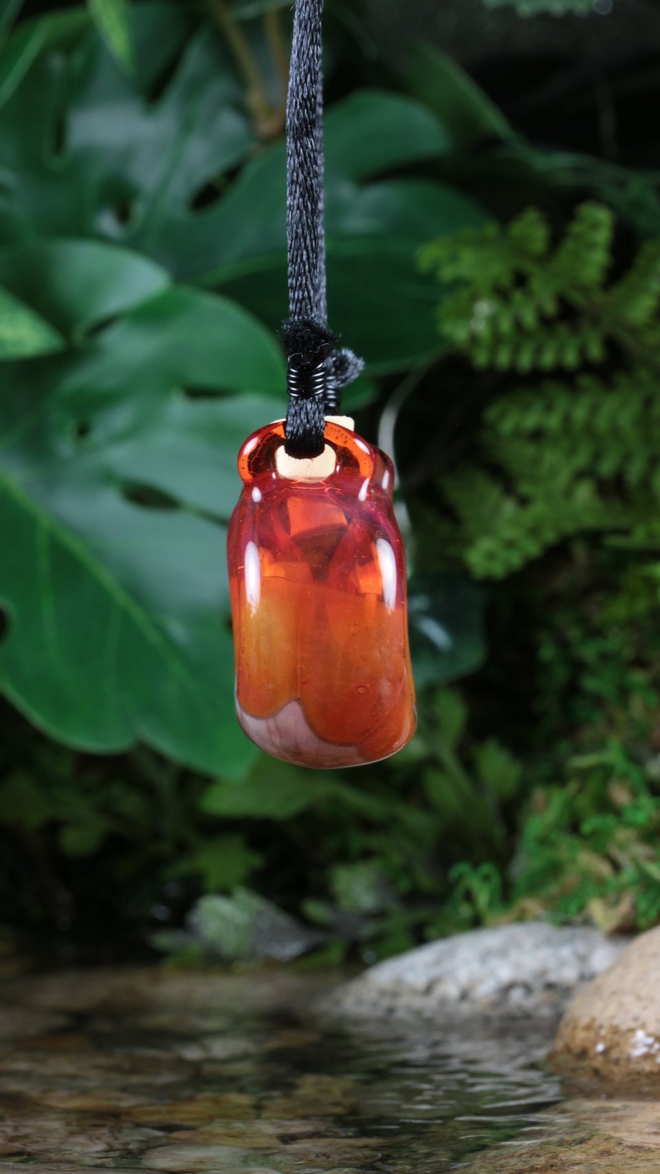 Handblown Heady Ombre Vial (Bottle, Jar) Boro/Borosilicate Glass Lampwork Pendant Necklace / Keepsake Perfume Stashjar Potion Wearable Empty