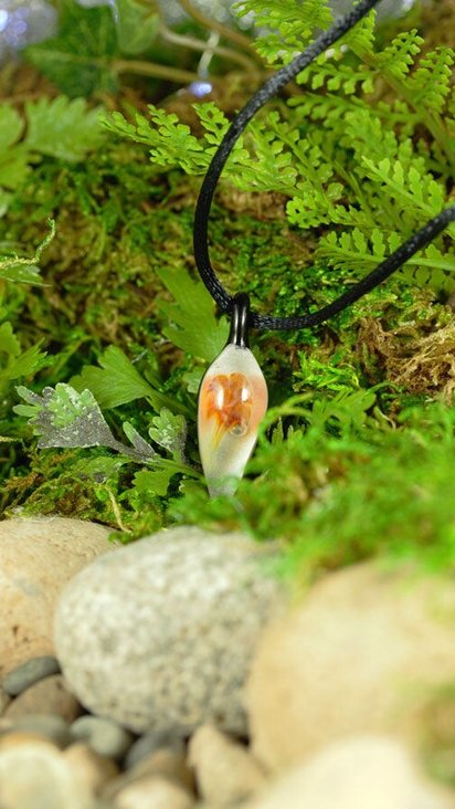 Hand Blown Implosion Pendant, Lampwork Jewelry, Borosilicate Glass, Boro Pendant, Handmade Tiny Small Necklace - Amber, White, Black - Z1044